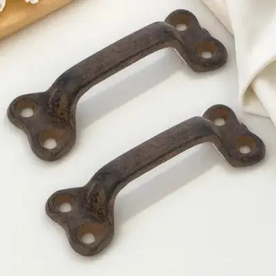 2 قطعة مقبض الحديد الزهر خمر ريفي باب الحظيرة يسحب للمنزل الأثاث درج خزانة الأجهزة ترقية مقبض باب الحظيرة خمر #1