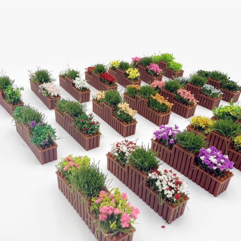 2 pezzi Simulazione città strada letto di fiori modello giardino edificio materiale greening layout paesaggio treno decorazione stradale ferroviario