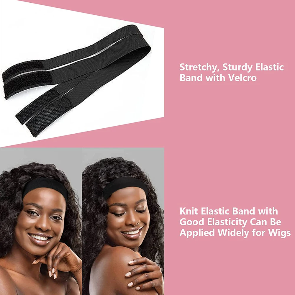 1/ 3 /5 Pc Hair Elastic Band For Wigs With MagicTape Headband Edge Laying Scarf Edge Wraps For Fixed Lace Wigs Elastic Headband