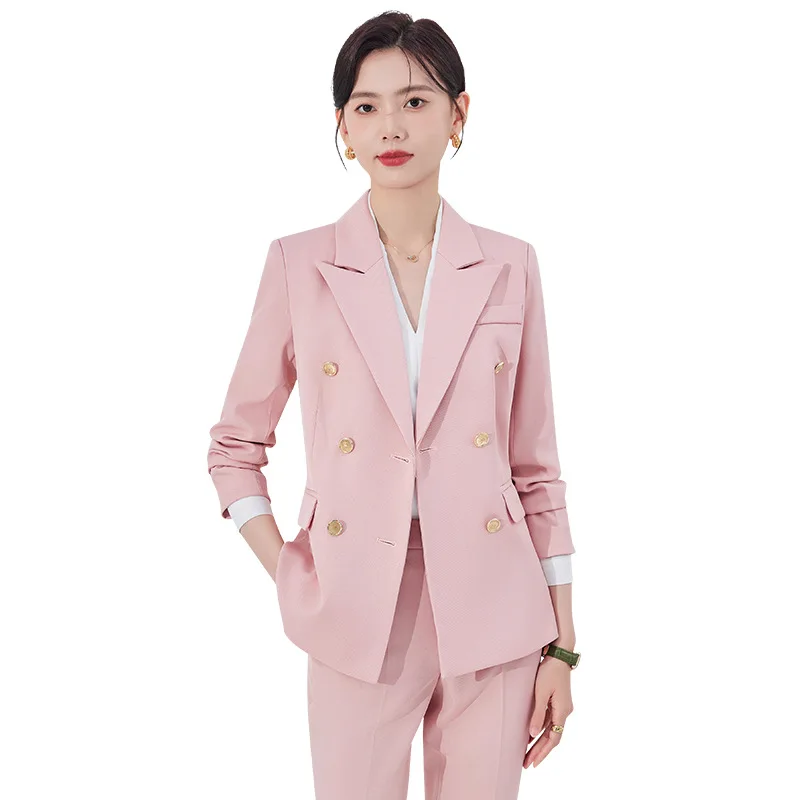 2024Autunno Inverno delle nuove donne professionali High-end doppiopetto manica lunga Set completo di pantaloni formali da lavoro di moda