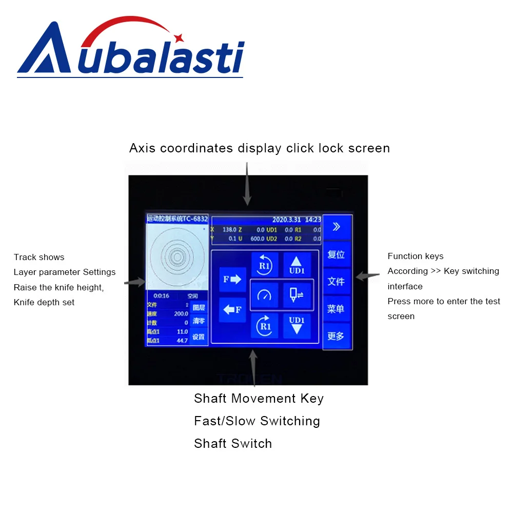 Aubalasti Trocen Vibrating Knife Cutting Motion Controller TC-6832 7inch Touch Screen use for CNC Vibrating Knife