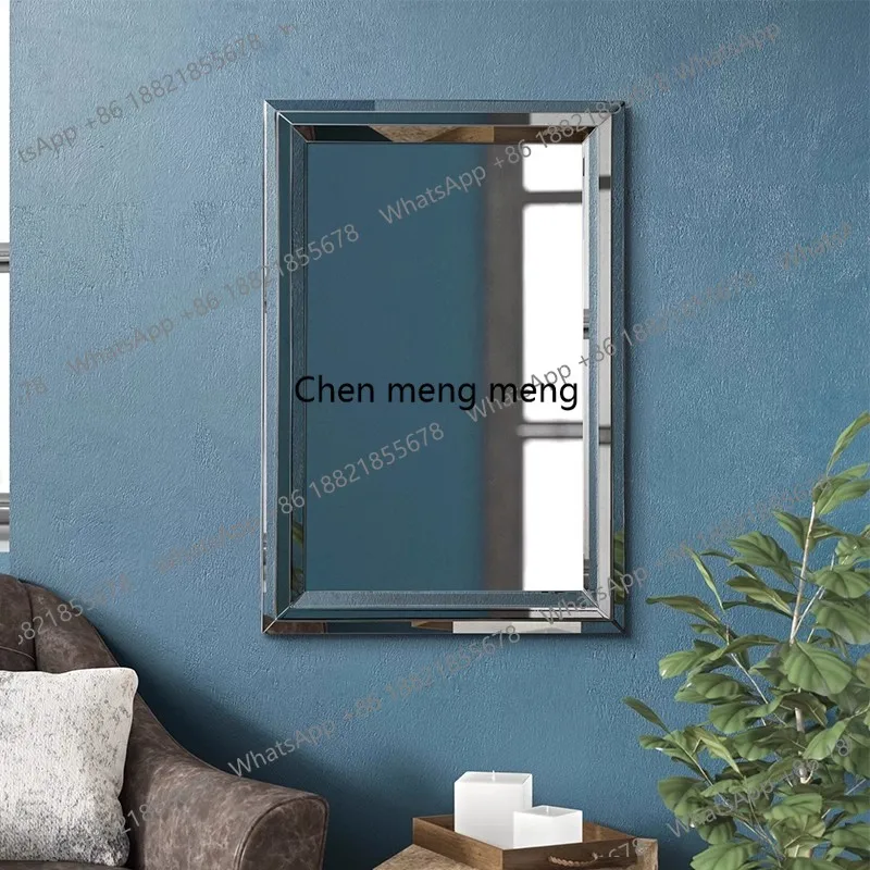Nordic Light Luxury Hotel Decoration Bathroom Dressing Mirror LED Lighting Minimalist Art Wall-Mounted Square Mirror Customized