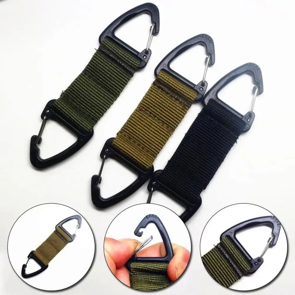 

Double-headed Quick Release Carabiner Triangle Safe Backpack Key Hook Protect Multifunctional Webbing Belt Buckle Molle