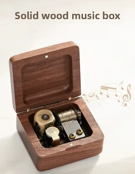 Wooden Music Box Walnut Music Box Vintage Birthday Gift
