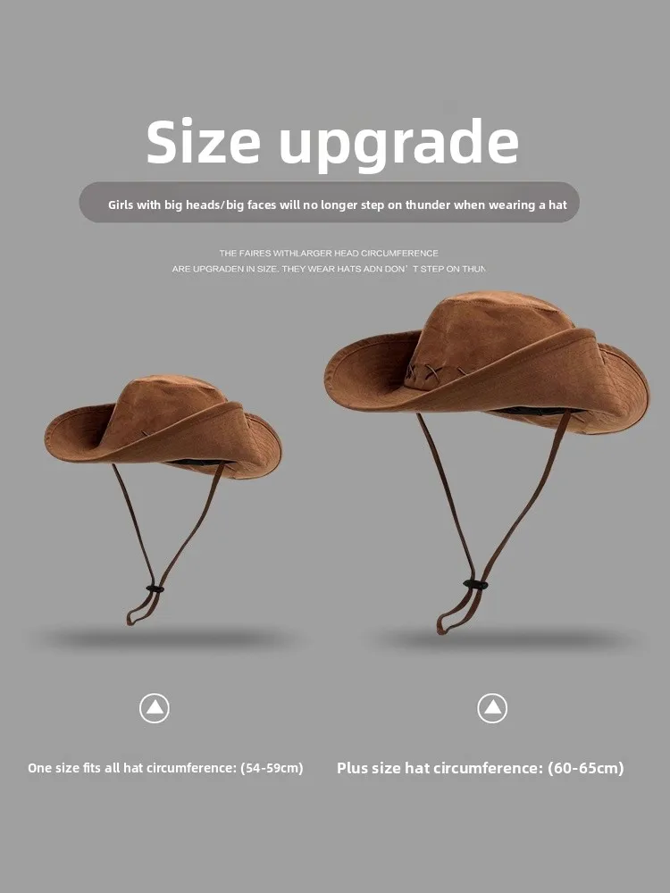 레트로 아메리칸 웨스턴 카우보이 모자 여성 여름 스파이시 걸 야외 햇빛 가리개 방수 넓은 챙 등산 낚시 모자