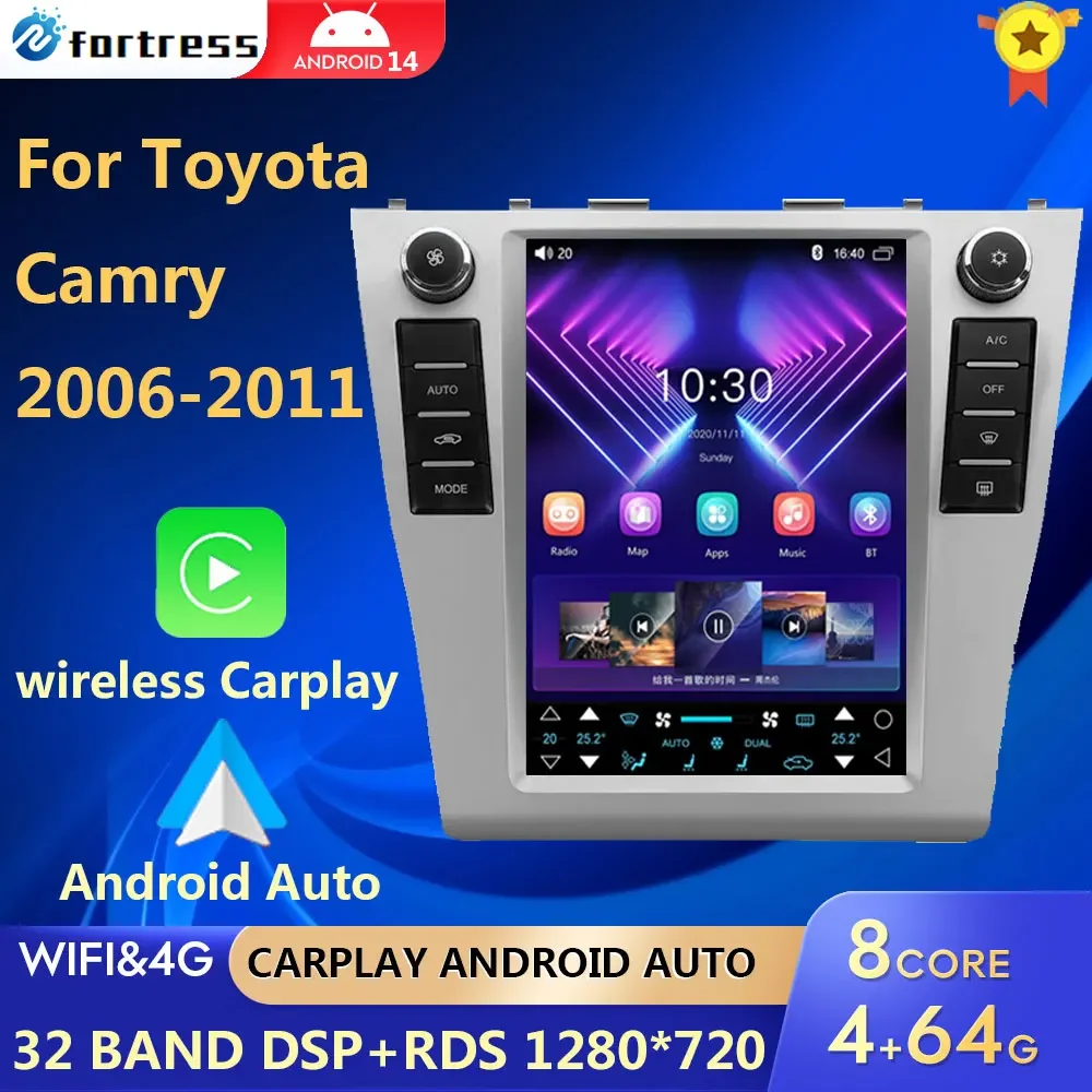 L6Pro Android 2 Din Car Radio Multimedia For Toyota Camry 6 XV 40 50 2006-2011 Carplay Stereo gps Autoraido Tesla Style 9.7