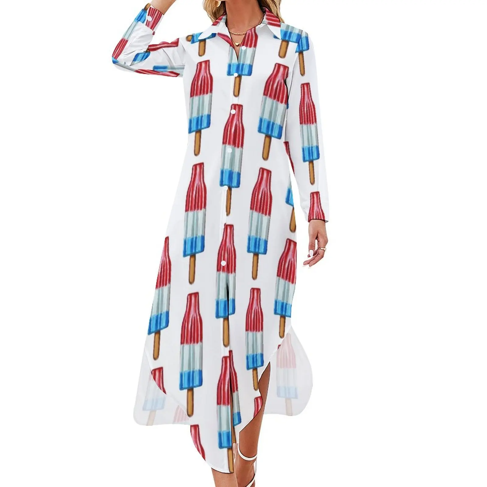 

Hand Painted ROCKET POP Art Long Sleeved Shirt Dress dresses for women 2024 Women's summer dresses prom clothes Long dress