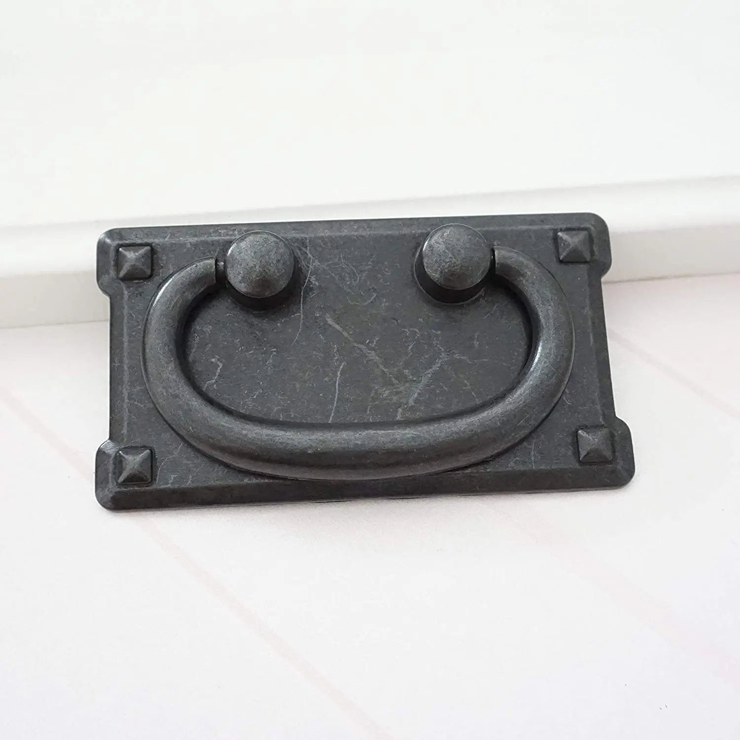 Vintage Drop Ring Pulls for Furniture Antique Silver Bronze Black Cabinet Drawer Handles Retro Kitchen Cupboard Door Knobs 76mm