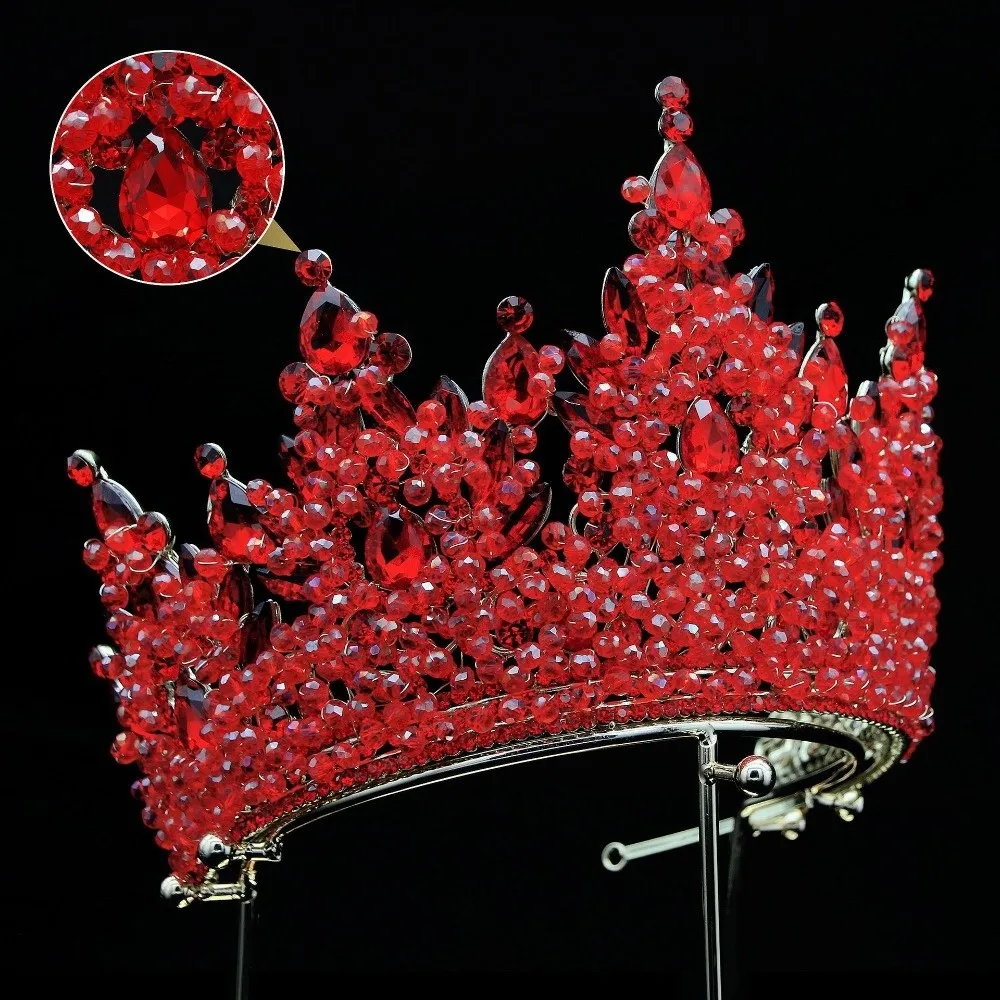 Luxury Oversized Baroque Crown Cake Decorations Electroplated Queen Princess Tiara Sparkling Headpieces Rhinestone Bridal Crowns