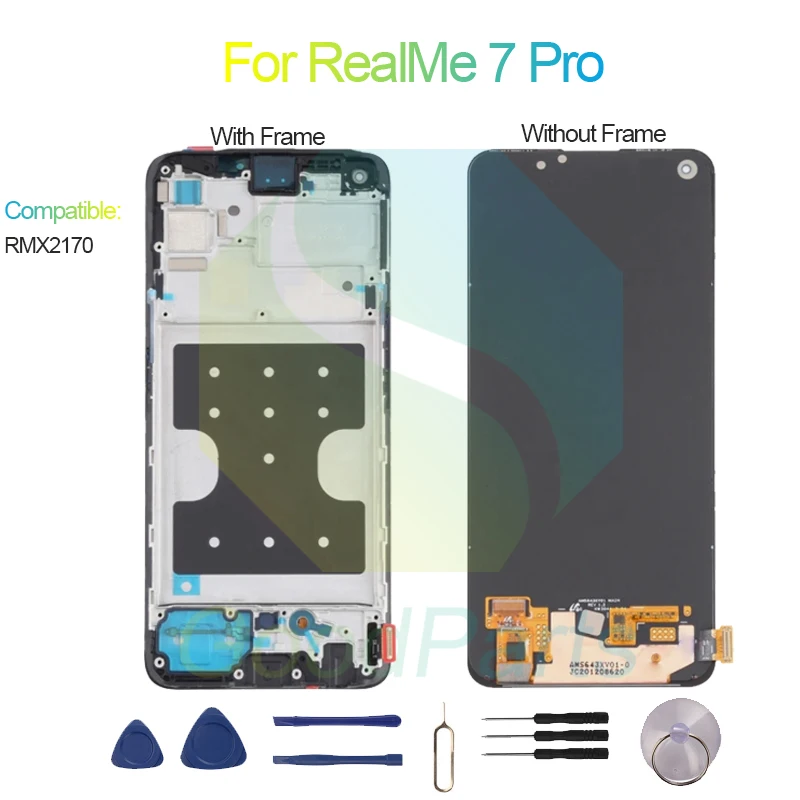 Substituição da tela para Realme 7 Pro, LCD Touch Digitizer, 2400x1080, RMX2170