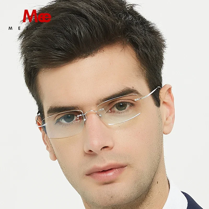 

Meeshow Titanium Eye Glasses Frame for Men Ultralight Rimless Eyeglasses Women Prescription Myopia Hyperopia Optical Frame 2020