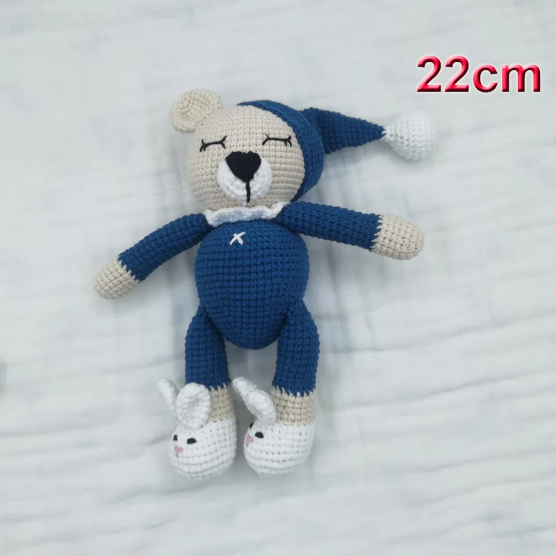 1 Set DIY Gehaakte Beer Baby Bijtring Pasgeboren Bunny Rammelaar Speelgoed Houten Molaire Bijtring Fopspeen Clips Ketting Set Babyspullen