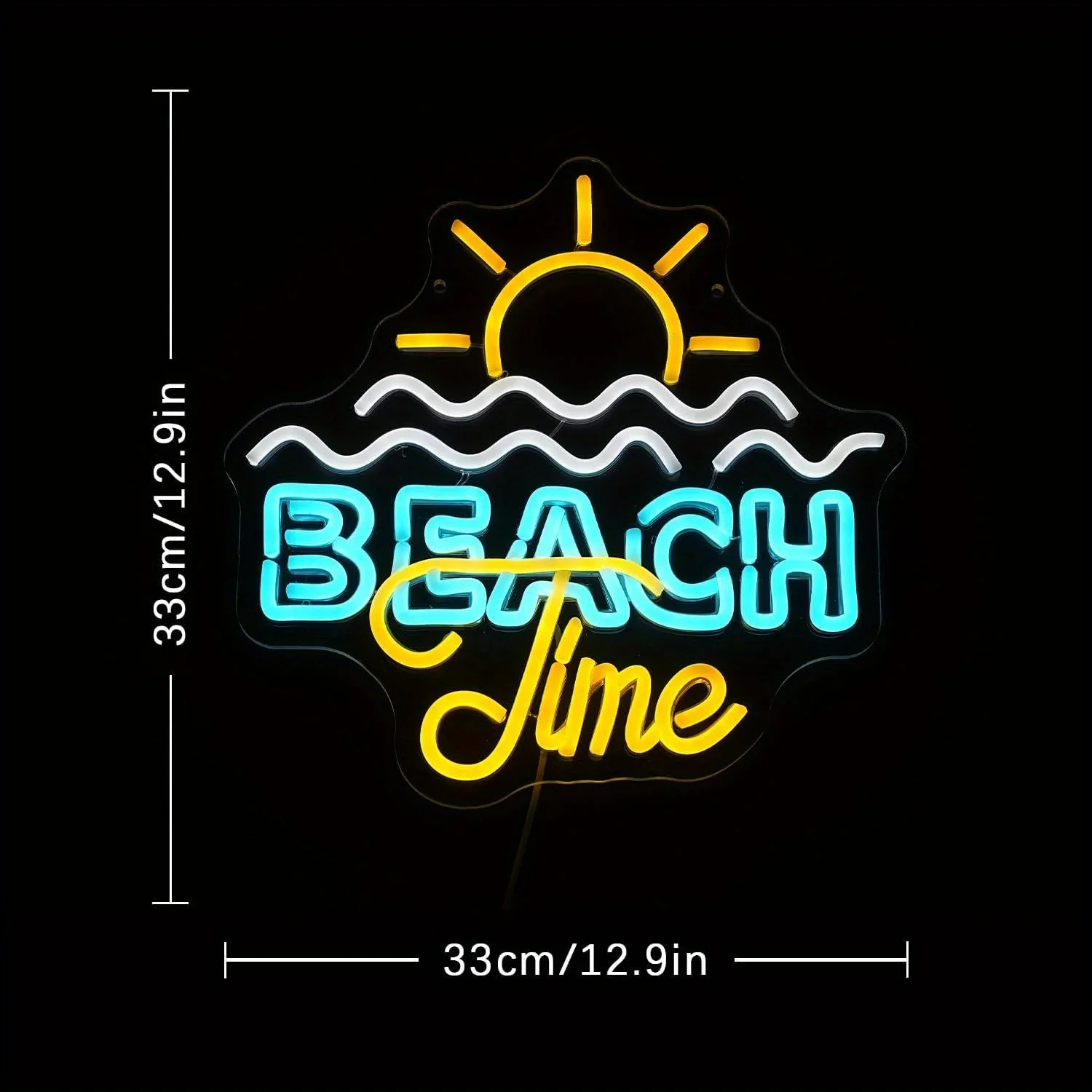 Beach Time Neon Sign Colorful Sun Wave LED Wall Art USB Powered Lamp Summer Cafe Bedroom Party Home Decoration Hanging Light