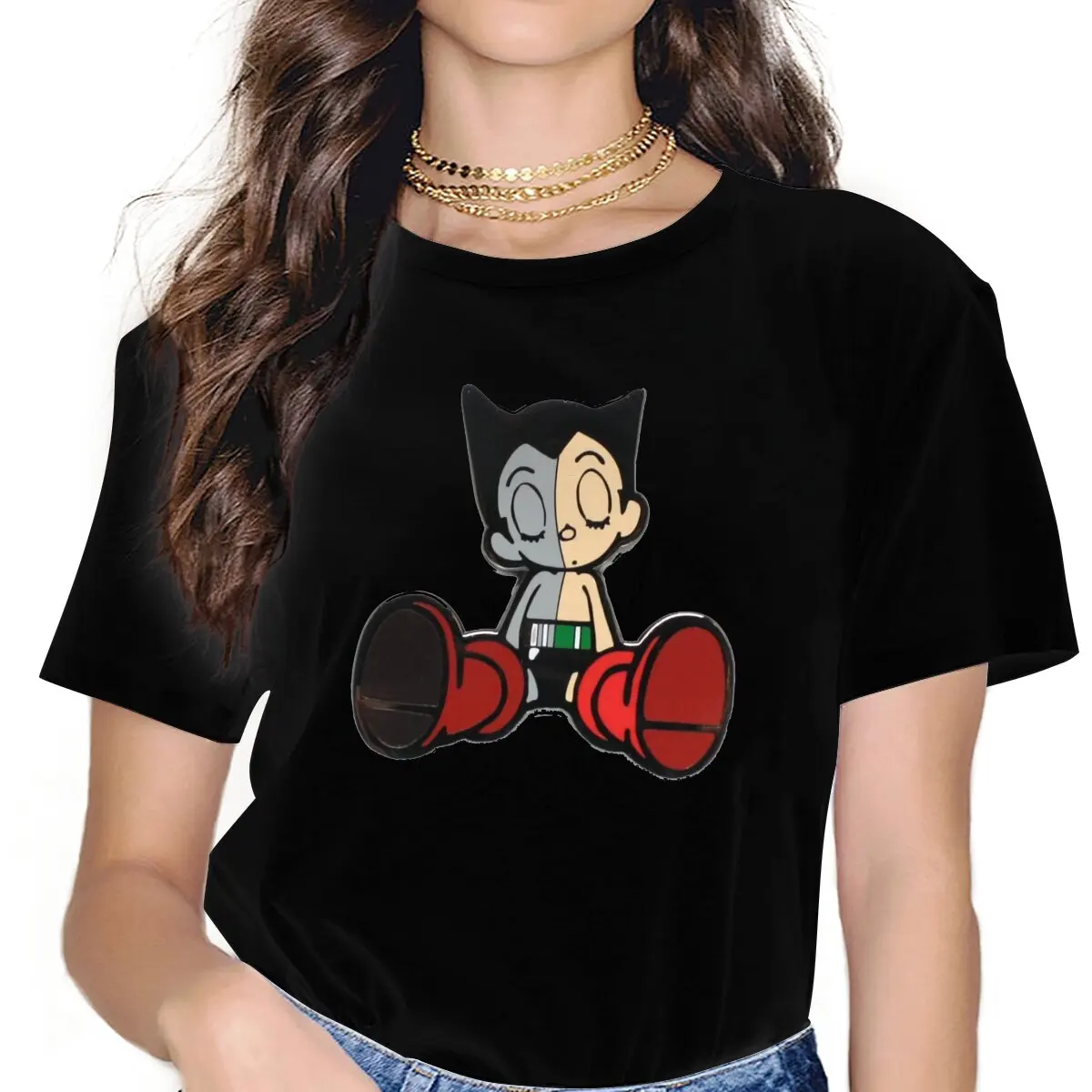 Sleep Cute Girls Women T-Shirt Tetsuwan Atom Anime Astro Boy Manga Blusas Harajuku Casual Short Sleeve Vintage Tops