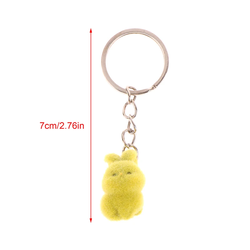 1pc Kawaii Flocking Rabbit Keychain Cute Animal Key Ring Pendant Gift For Adults Kids Party Favors