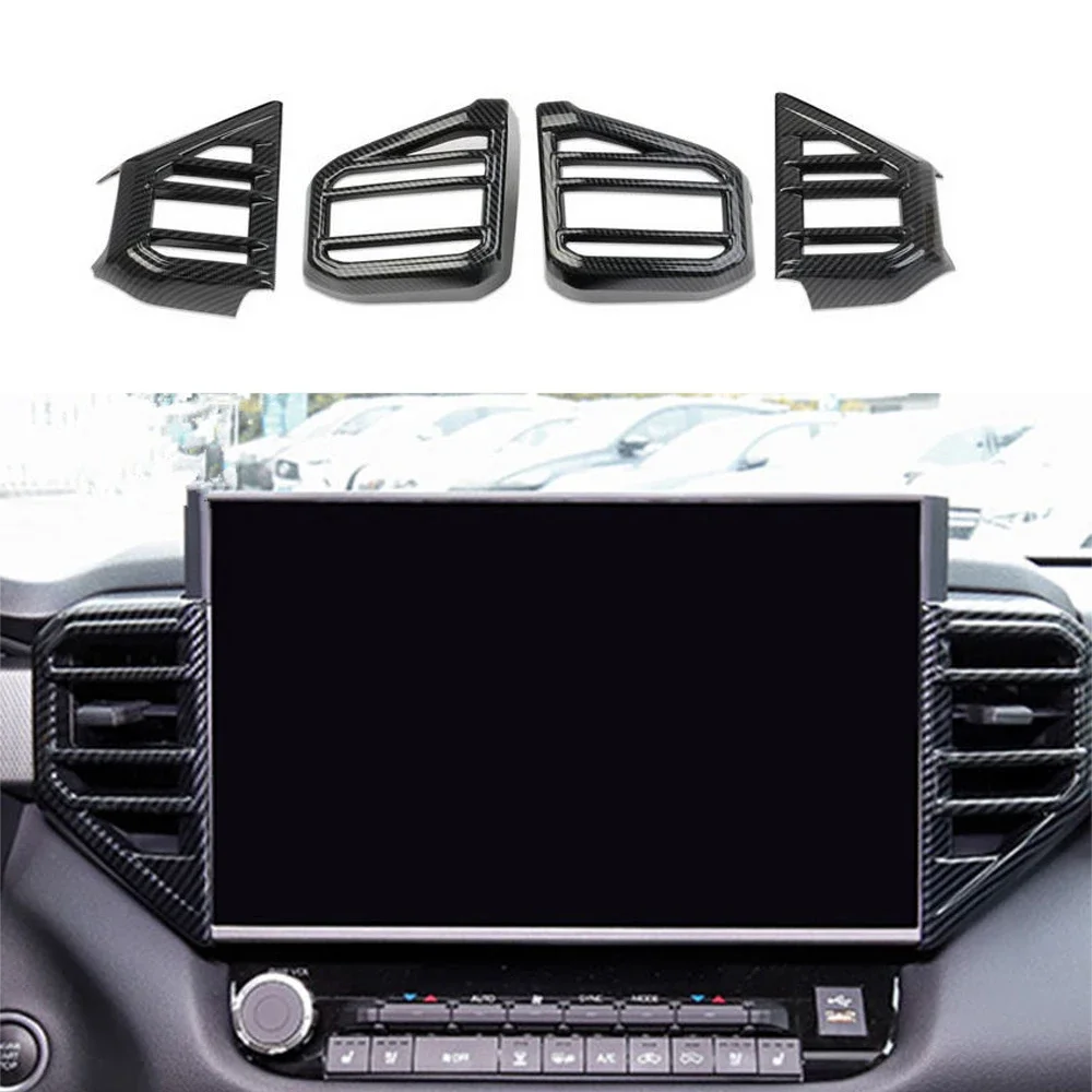 4 pieces Air Conditioning Dashboard Vent Cover Carbon Fiber Color Decoration Panel For Toyota Tundra 2022 2023