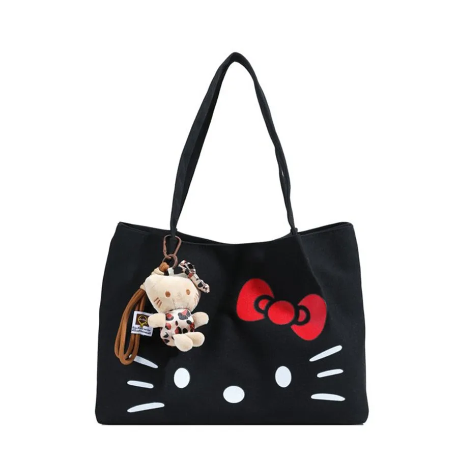

Sanrio new cute hello kitty canvas shoulder bag women's large capacity shoulder bag handbag