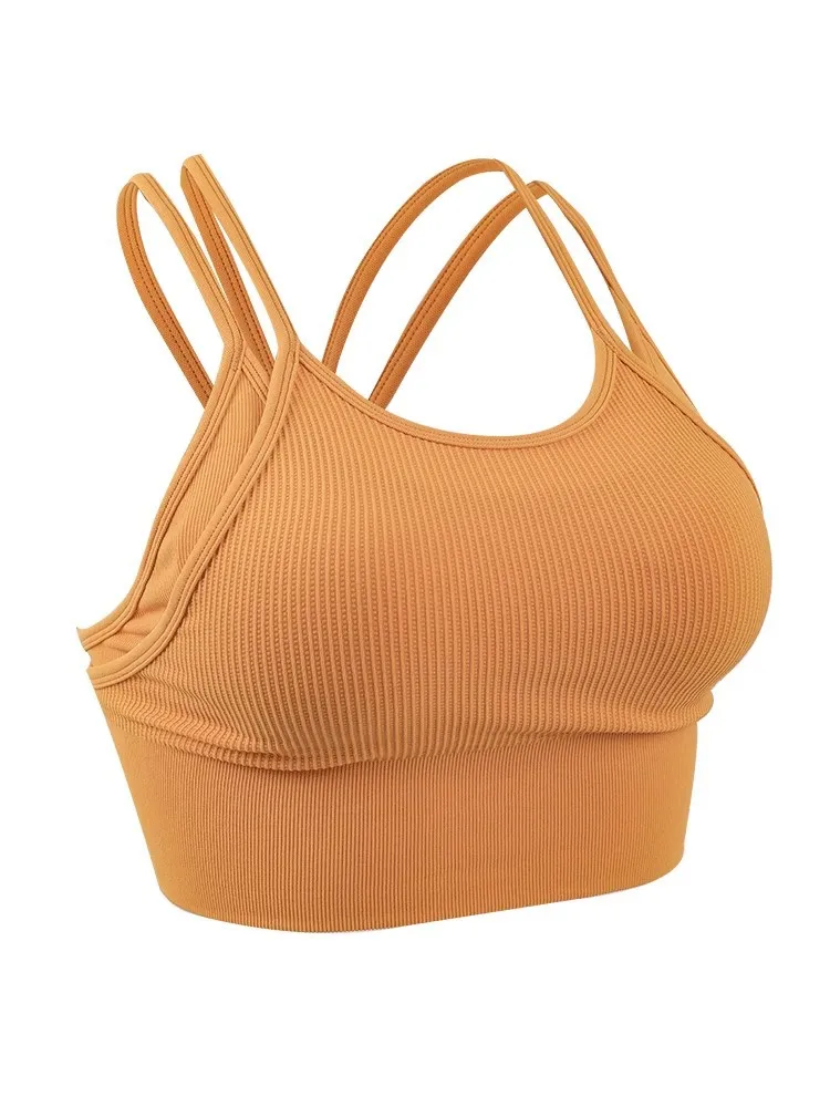 Top sportivo Donna Palestra Senza cuciture Yoga Crop Top Allenamento Push Up Reggiseni sportivi Intimo da donna Corsa Fitness Pilates Top Abbigliamento sportivo