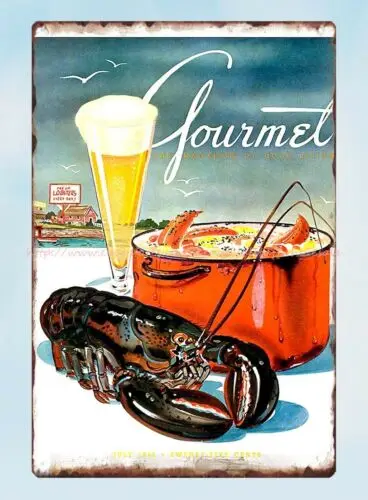 garden wall decorations Gourmet magazine cover 1945 metal tin sign