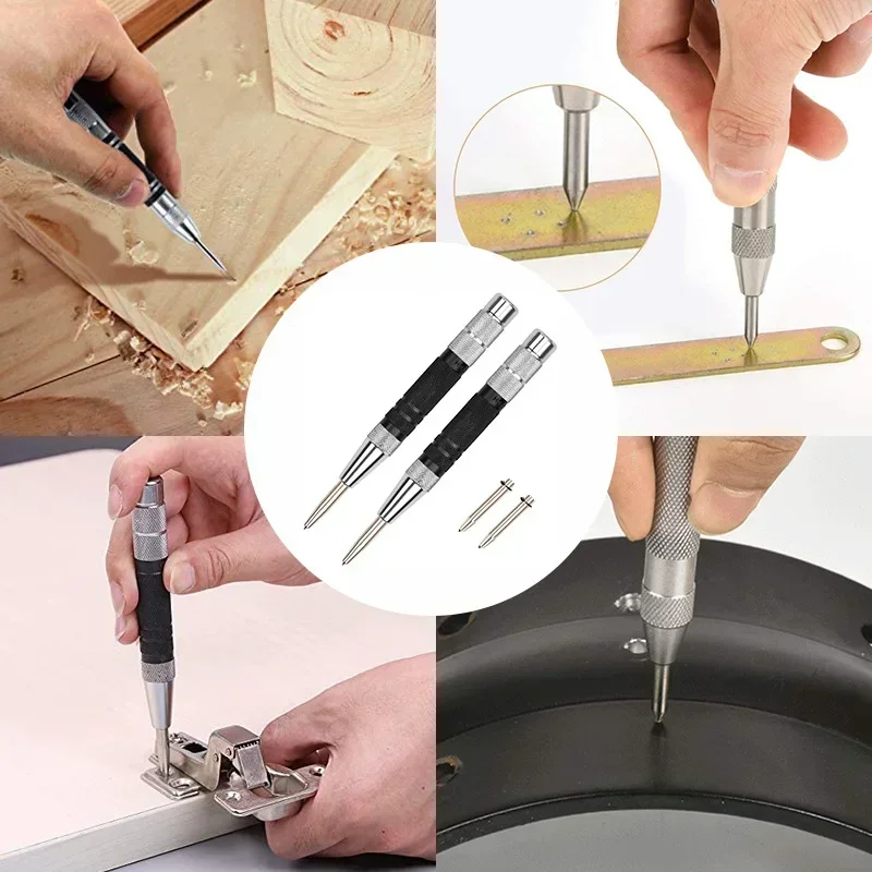 155mm Indicatore di impatto Punch Carico Punzone centrale automatico Set di pin regolabili a molla Pressa per vetro per legno Dent Utensili manuali