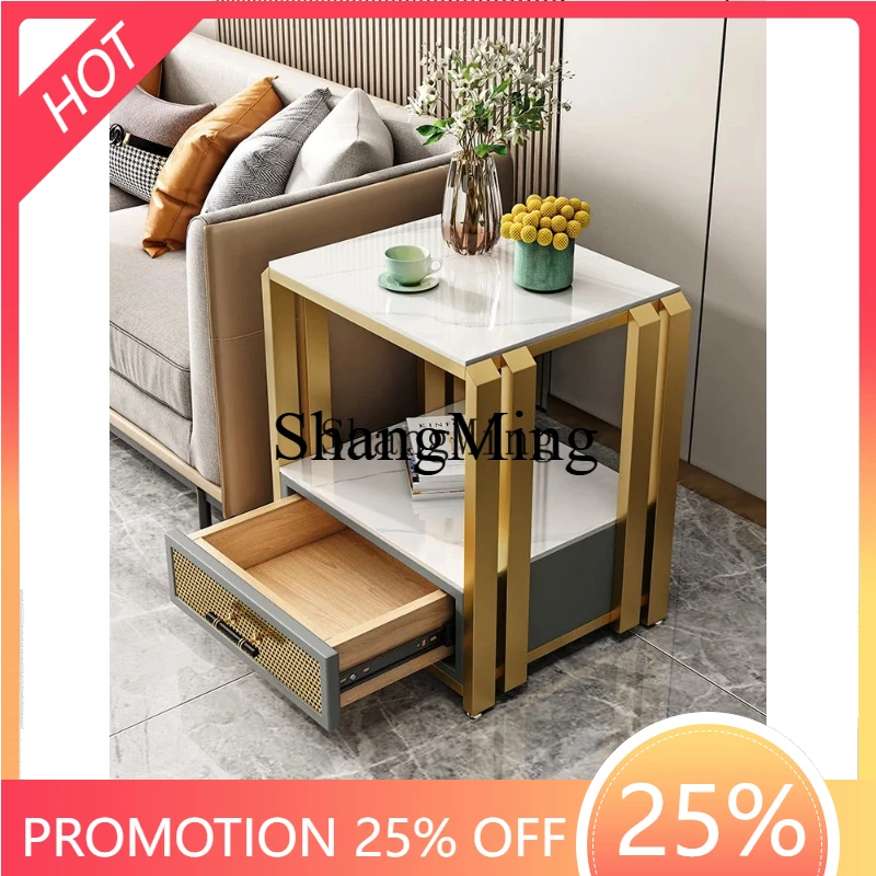 

SM Luxury Rock Board Sofa Side Table Side Cabinet Living Room Minimalist Modern Bedroom Creative Bedside Table