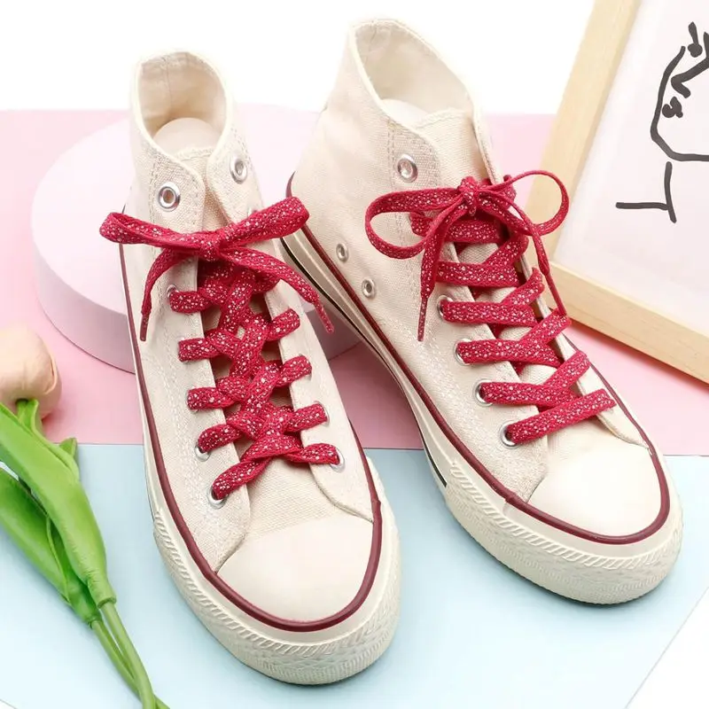 1 Paar bedruckte, flache Schnürsenkel für Sneaker, farbige Sport-Schnürsenkel, Schnürsenkel mit Tintenfleck-Motiv, 0,8 cm breit, für Freizeitschuhe und Sneaker. – Detail 12