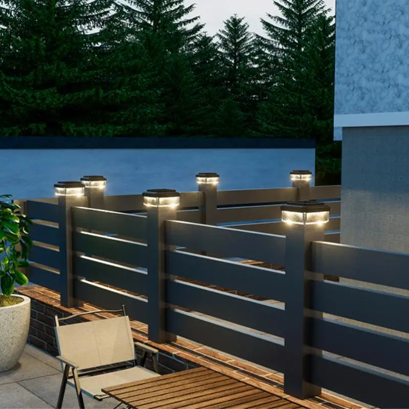 Lámpara Solar LED para Poste de Cercado, IP65 Impermeable, Luz LED para Cercas, Iluminación para Cercas, Blanco Cálido, Decoración para Jardín y Hogar, 1 Pieza