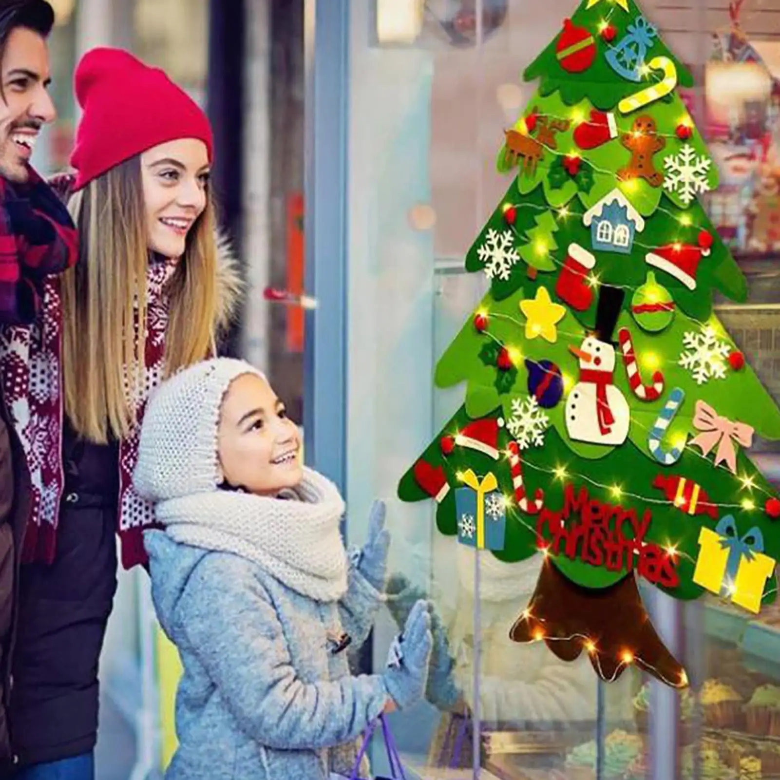 98x70cm Filz LED Weihnachtsbaum für Kinder saisonale Party Dekoration Kit DIY Filz Weihnachtsbaum Dekor Urlaub Home Ornamente