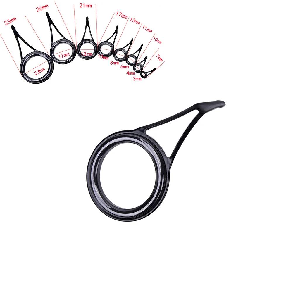 Hot 8pcs 8 Size Stainless Steel Guide Wire Loop Fishing Rod Guide Ring Eye Ceramic Repair Kit Fishing Rod Accessories
