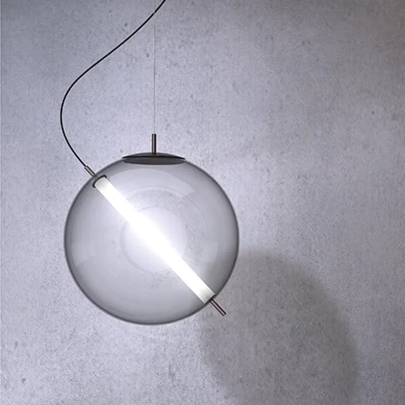 

Creative LED Pendant Light Dining Room Island Smoky Gray Glass Hanging Lamps Bedroom Restaurant Bar Decor Modern Nordic Fixtures