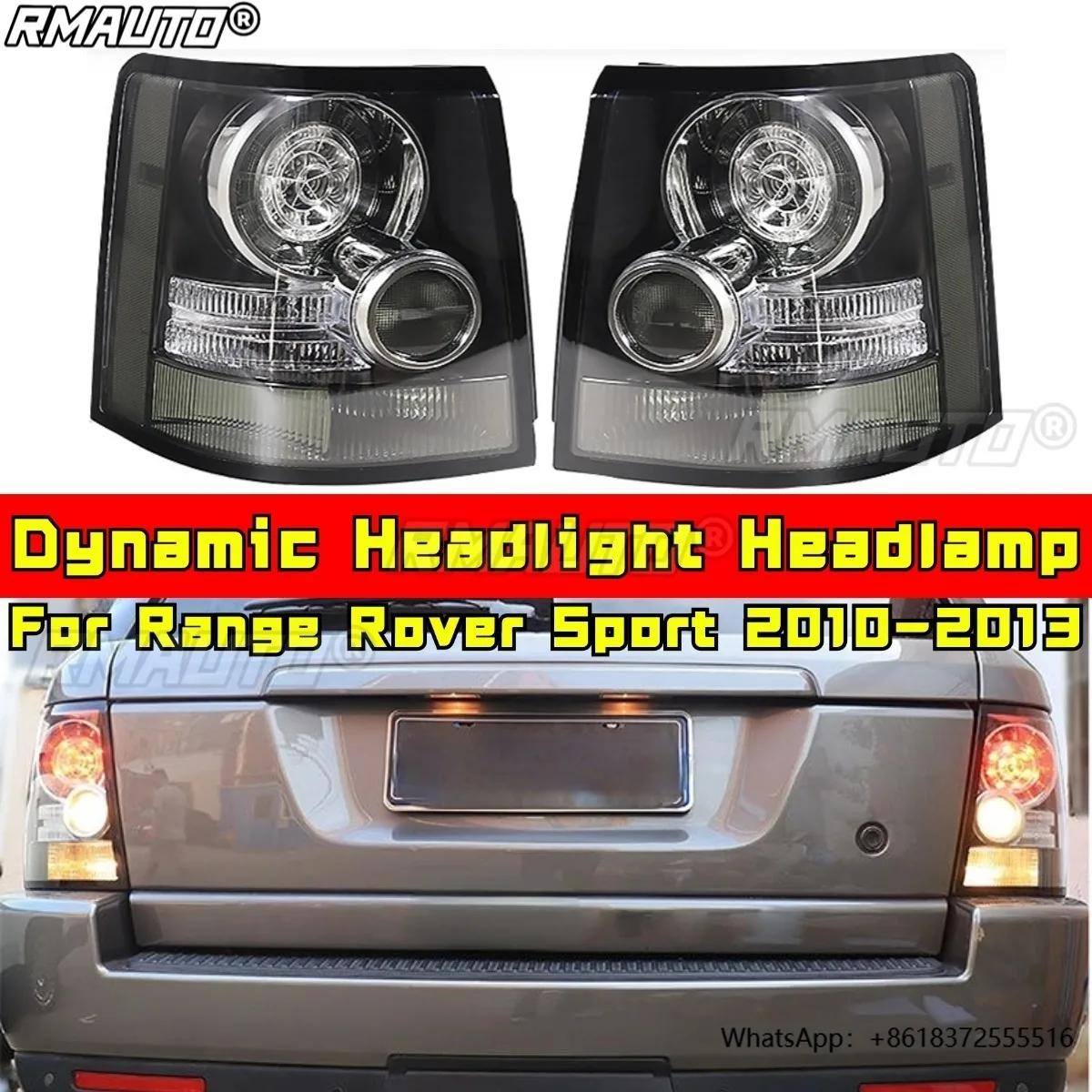 

daFor Range Rover Sport 2010-2013 Car Accessories Dynamic Headlight Headlamp Daytime Running Light Low High Beam Chin Body Kit