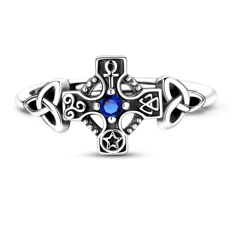 Anelli aperti incrociati con nodo celtico originale in argento sterling 925 per gioielli da donna e ragazza, regali di anniversario di compleanno