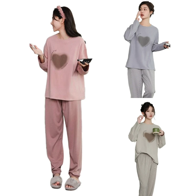 Sets Sweatsuit 2 Pcs oungewear Long Sleeve Crewneck Sweatshirt Sweatpants