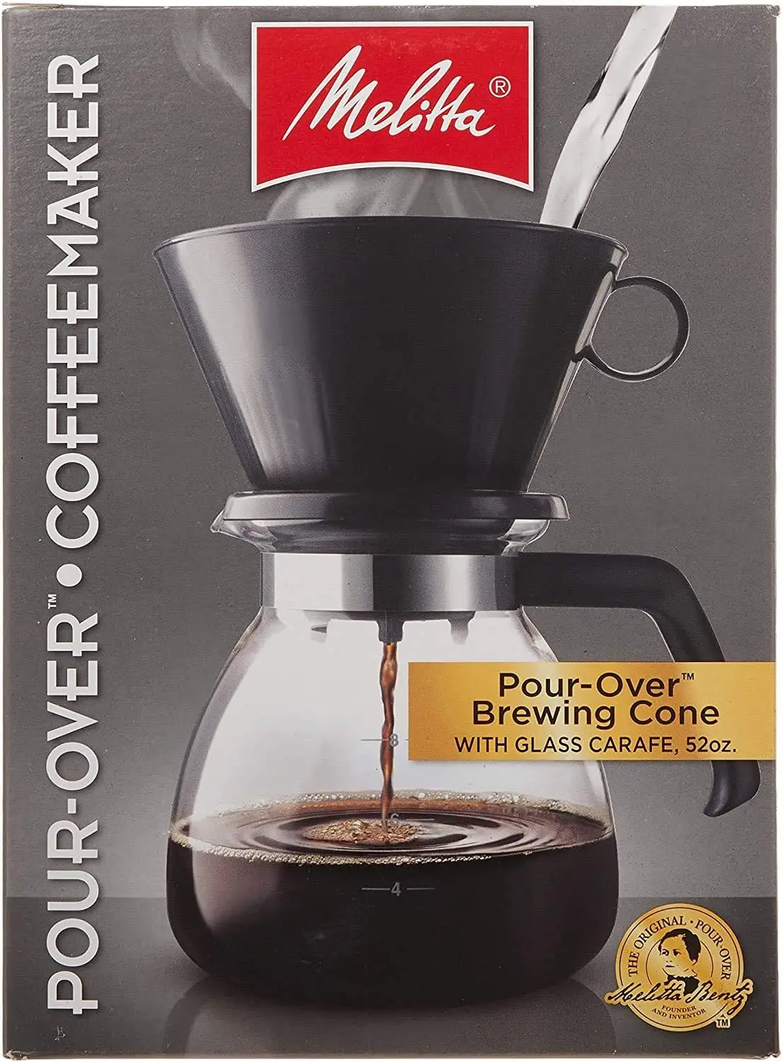 

52 oz. Pour-Over Coffee Brewer with Glass Carafe, Black
