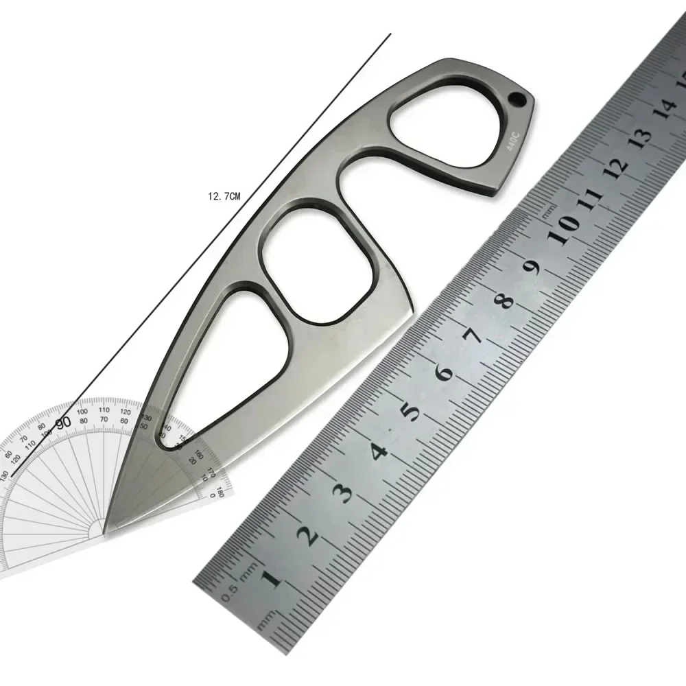 Coltello a lama fissa Mini coltello da collo in acciaio inossidabile 440C Ossido di titanio Coltelli da sopravvivenza all'aperto Coltello da tasca Strumento da caccia da campeggio