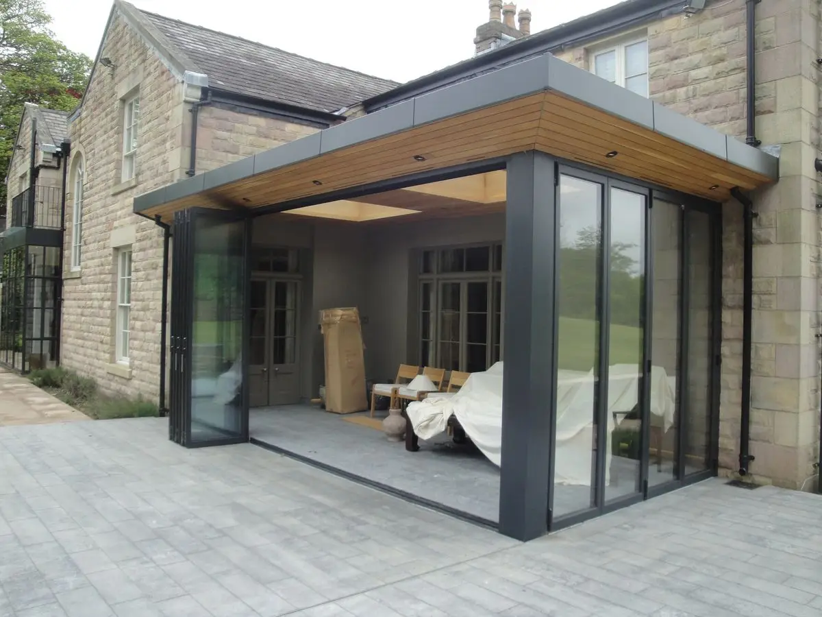 Retro Design Folding Door Narrow Aluminum Frame Single Double Glass French Accordion Folding Doors Durable Fold Able Doors
