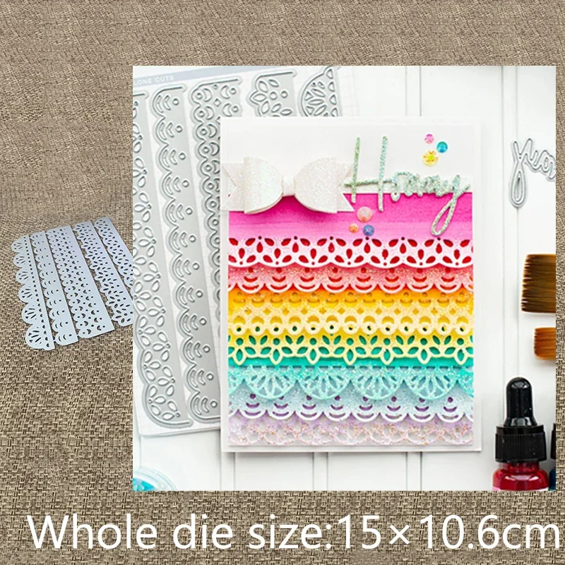 Novo design artesanato estêncil de metal molde corte dados 5 pçs bordas rendas decoração scrapbook cortes álbum cartão de papel artesanato gravação