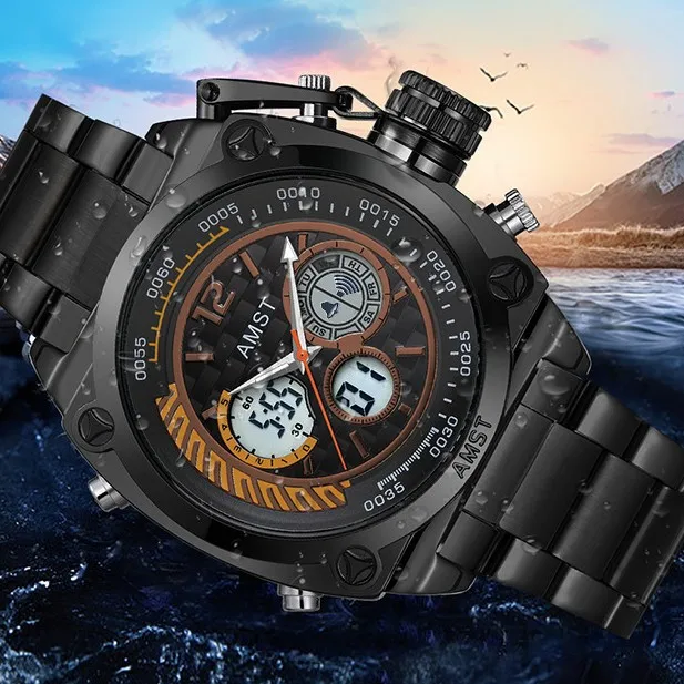AMST waterproof casual fashion sports multi-functional student men's watch electronic watch direct sales hot sale**
