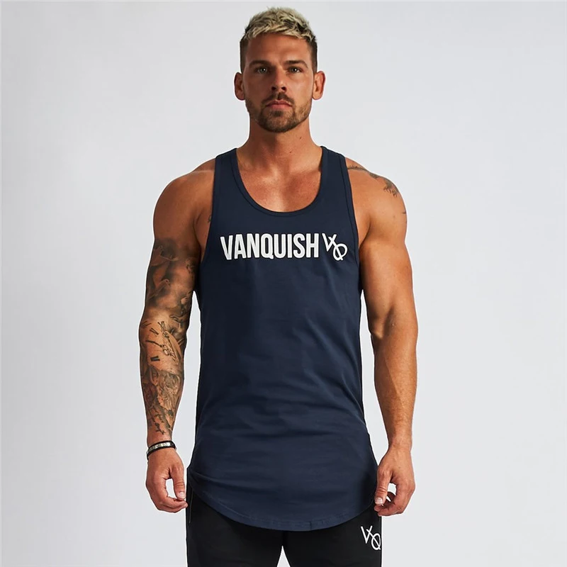 Summer new cotton casual men's vest Jogger Gym workout men's tracksuit Sleeveless top printed letters fashion men's wear