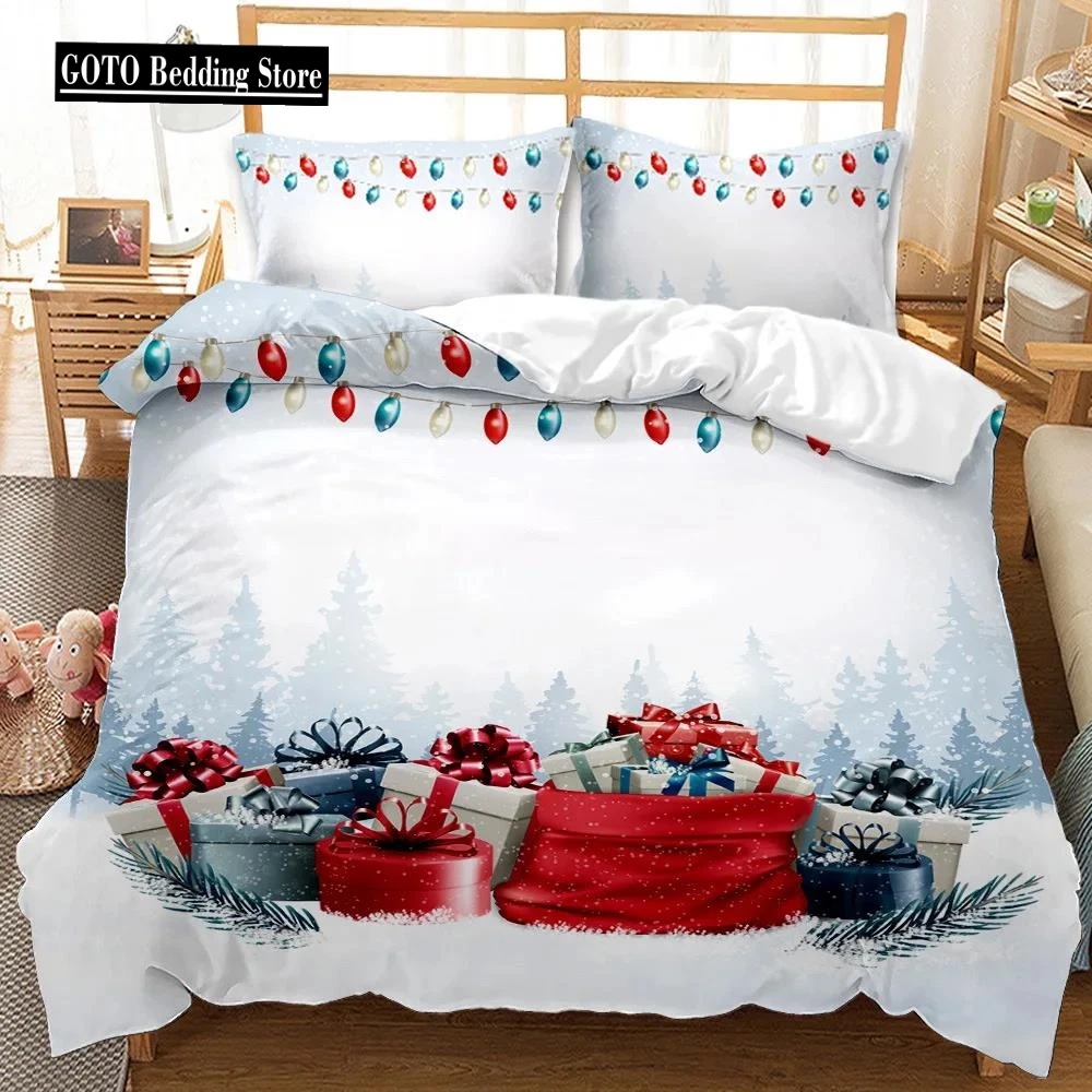 

Super Soft Comfortable 3d Bedding Set Happy Christmas Reactive Print Snowflake deer Duvet Set King Size Merry Christmas Bed Set