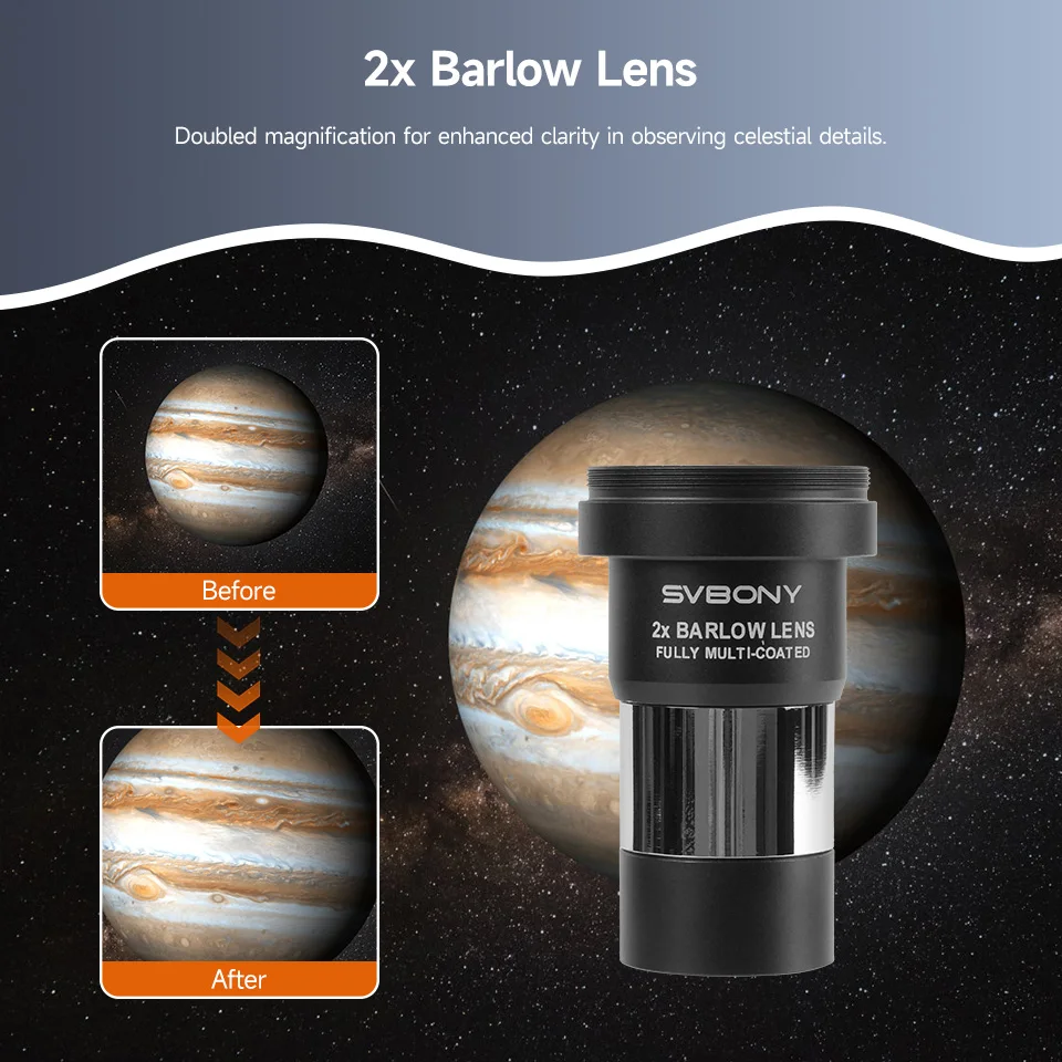 Svbony SV233 1,25-Zoll-Okular Achtteiliges Teleskop-Zubehörset für Astronomische Planetenbeobachtung – Detail 23
