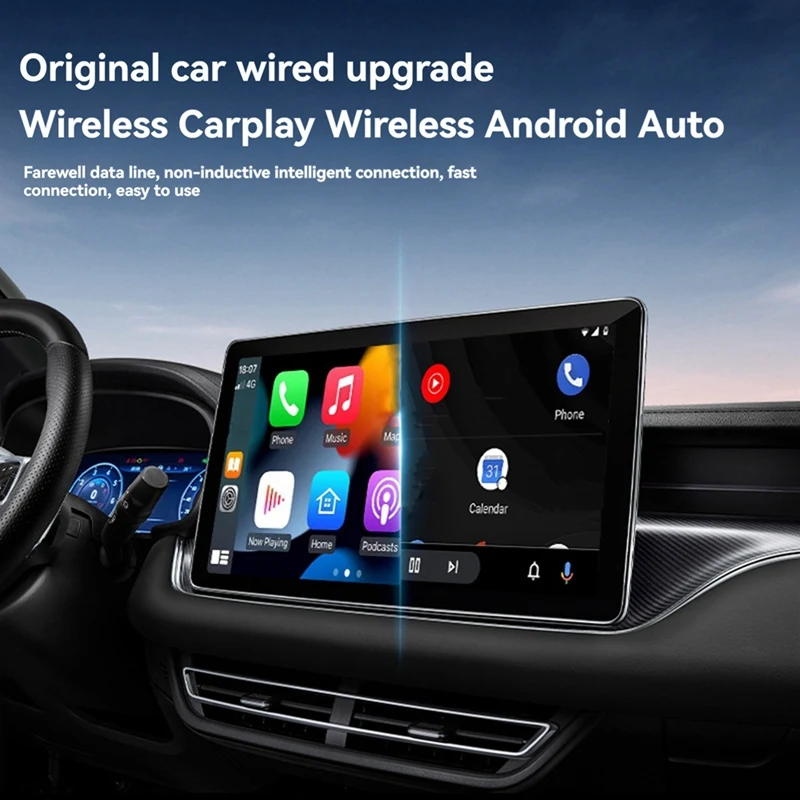 Wireless Carplay กล่องแบบมีสายไร้สาย Carplay โมดูลรถเครื่องเชื่อมต่อกล่อง Android Auto Two In One