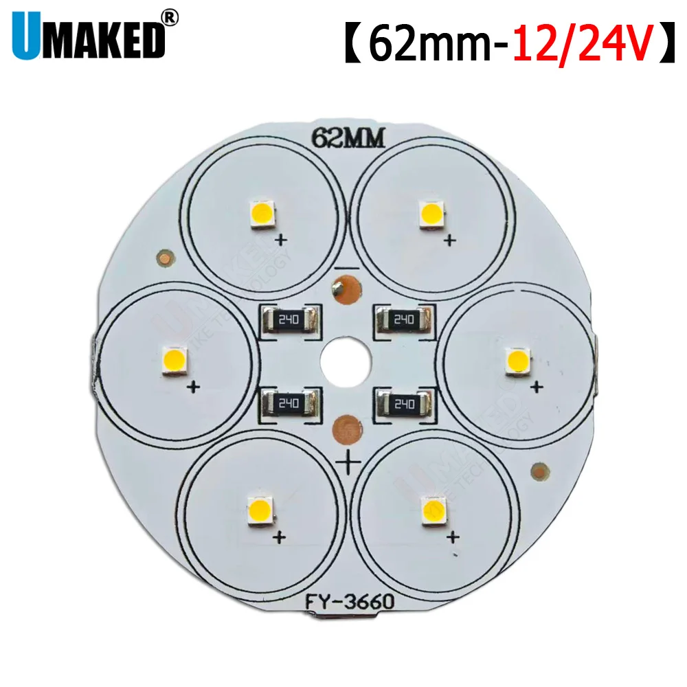 

10 шт., 6 Вт, светодиодный источник лампы для подгрузки, 62 мм, SMD чип, пластина из бисера, белый, 12 В, 24 В, светодиодная алюминиевая печатная плата, светодиодный уличный светильник для газона своими руками