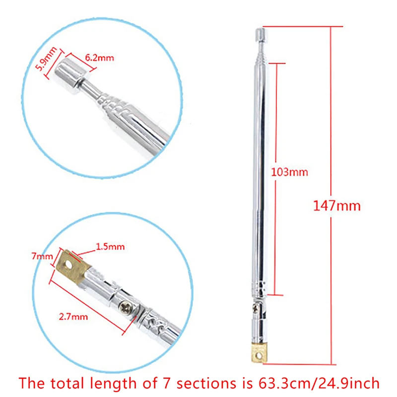 1Pc 7 Sections Car Radio cassette recorder Telescopic TV Antenna Radio For Car Aerial dab radio receiver