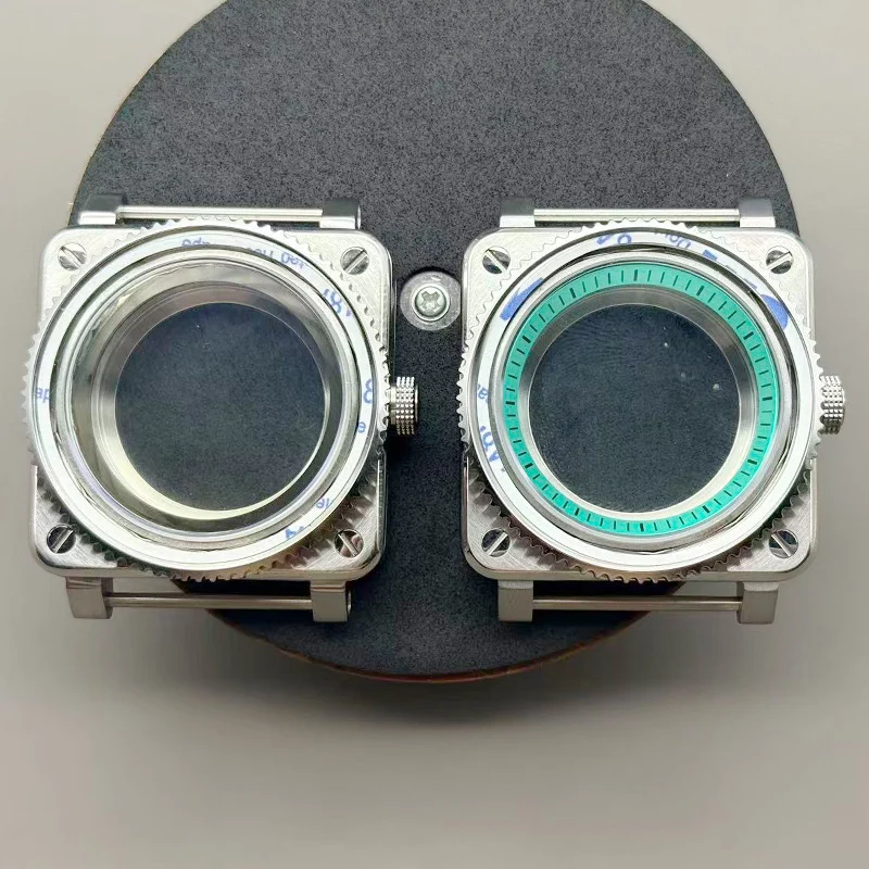 42mm シルバーシャドウ NH35 時計ケース スクエア ステンレススチール サファイアクリスタル NH35 NH36 7S26 4R35 4R36 自動巻きムーブメントに適合