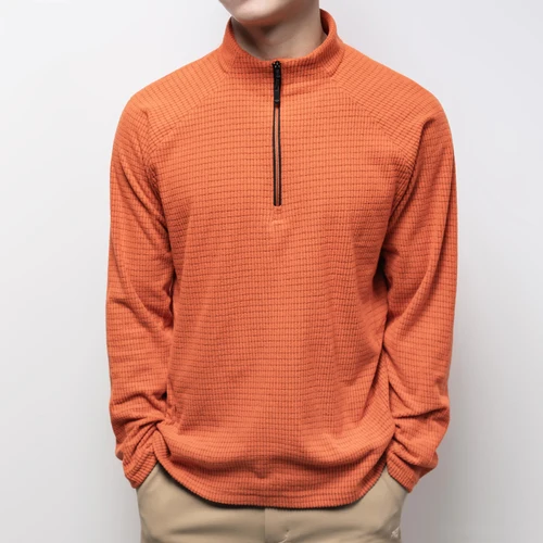 Imagen 1 del producto Camiseta de manga larga transpirable para hombre, camisa deportiva de media cremallera, alta calidad, para correr al aire libre, fitness, Otoño e Invierno