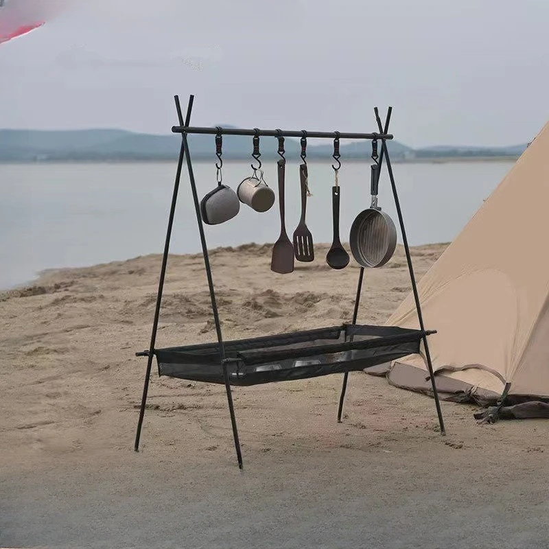 

Portable Multipurpose Camping Organizer Foldable Tripod Hanger Holder for Outdoor Tableware Storage