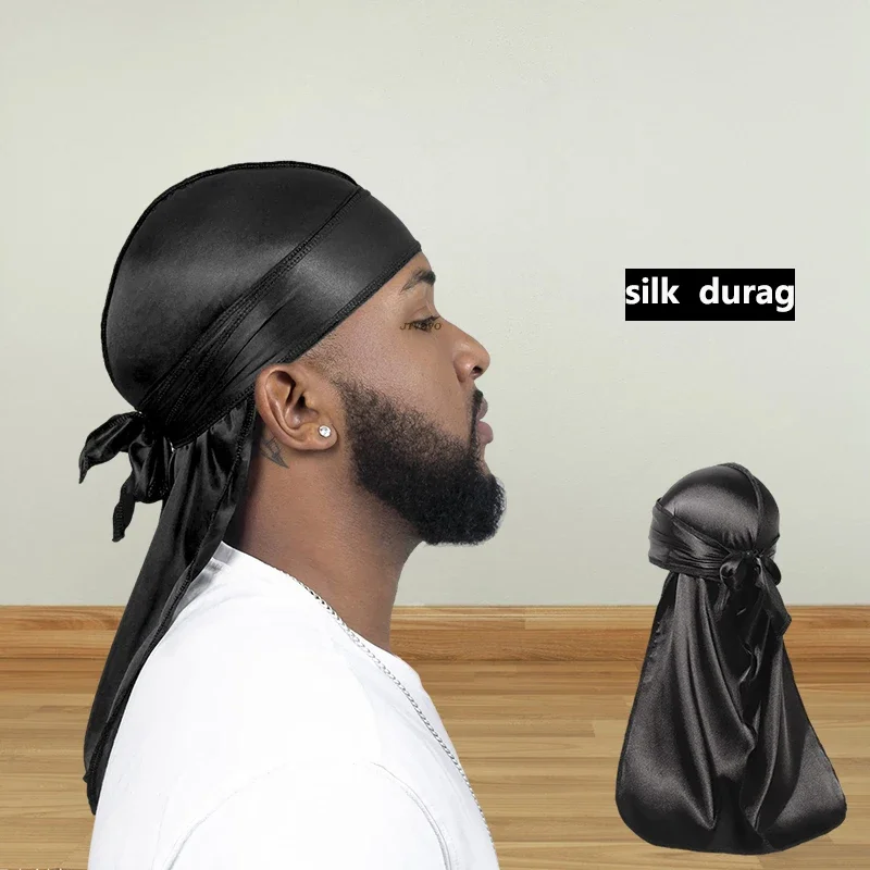 Длинный хвост унисекс для взрослых атласная тряпка Doo Durag банданы кепка пиратская шляпа тюрбан мужская повязка на голову в стиле хип-хоп байкерская повязка на голову женские головные уборы