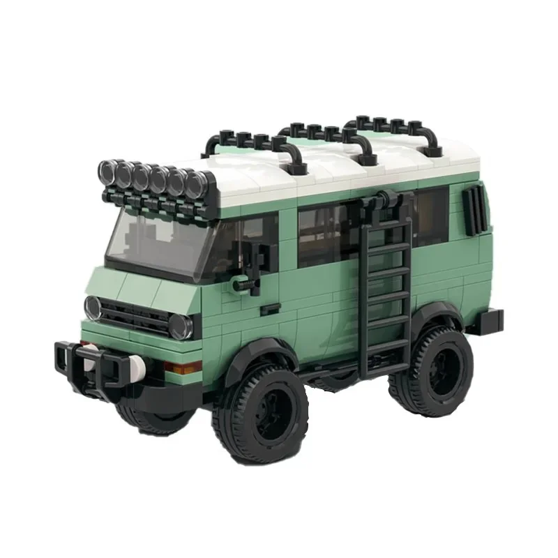 

Hot Green Turquoise Technical Truck VW T3 Syncro Camper Van Speed Creative Off-road Vehicles Building Blcoks Kids TOys