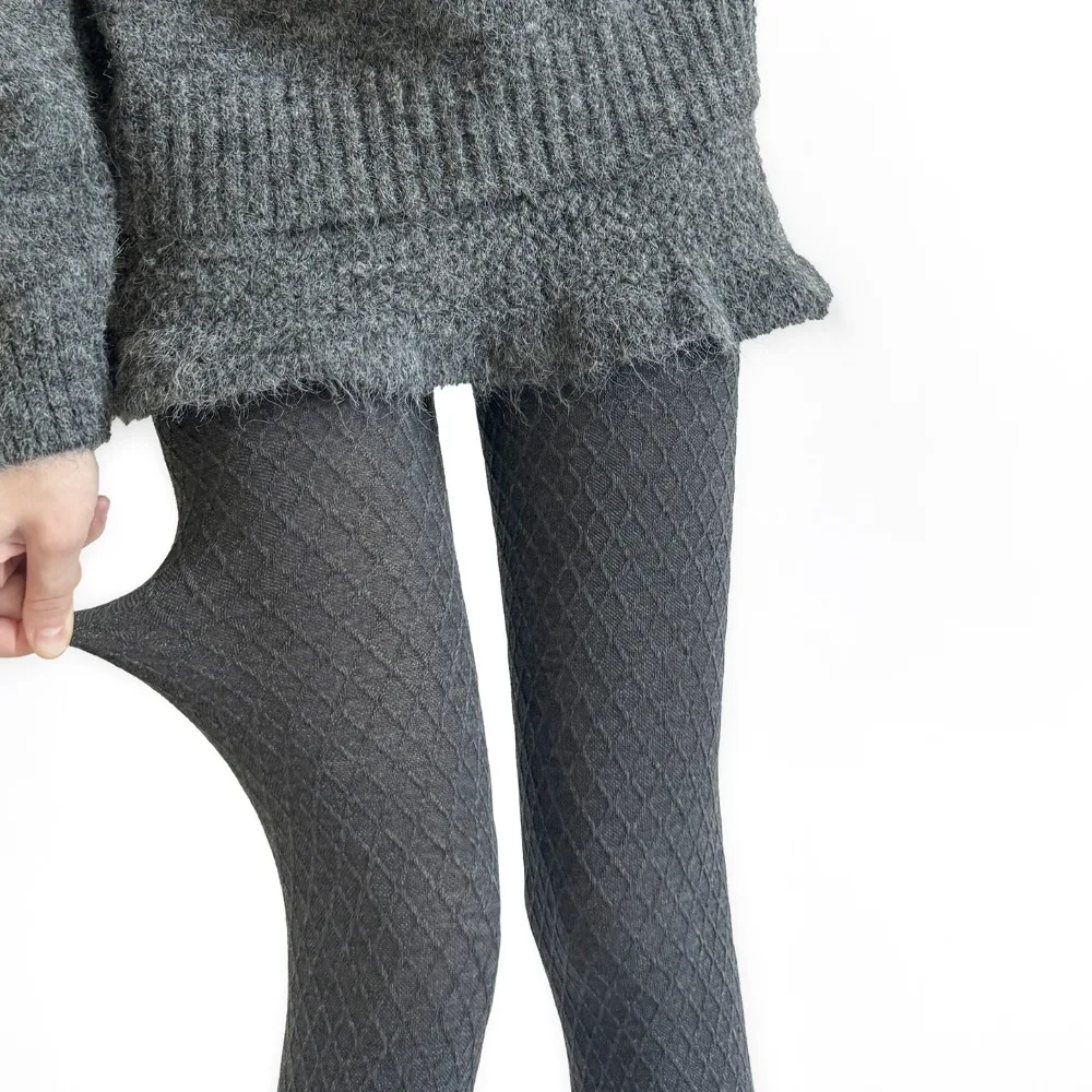 

Trendy High Waist Grid Tights Elastic Warm Stocking Slim Vintage Y2K Tights Winter Spring for Women